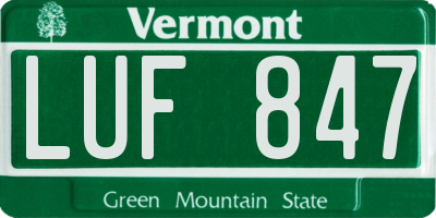 VT license plate LUF847