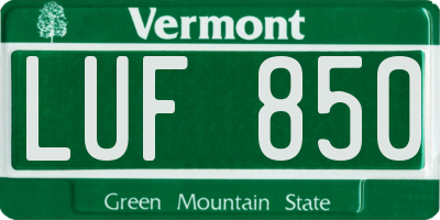 VT license plate LUF850