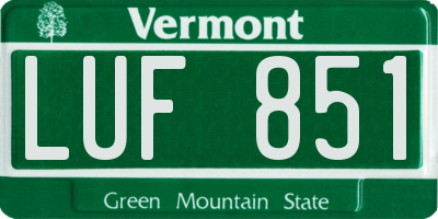 VT license plate LUF851