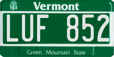 VT license plate LUF852