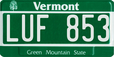 VT license plate LUF853