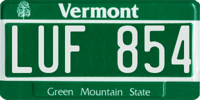 VT license plate LUF854
