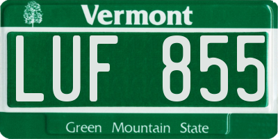 VT license plate LUF855