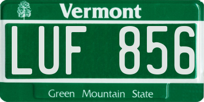 VT license plate LUF856