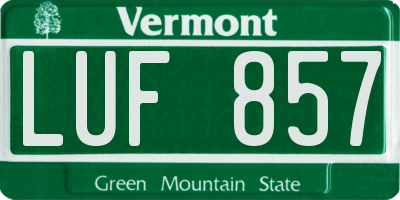 VT license plate LUF857