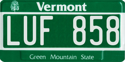 VT license plate LUF858