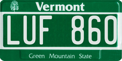 VT license plate LUF860