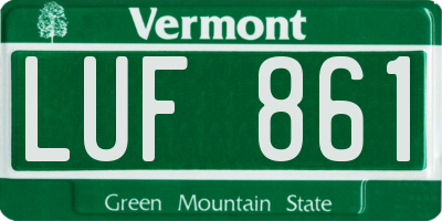 VT license plate LUF861