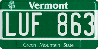 VT license plate LUF863