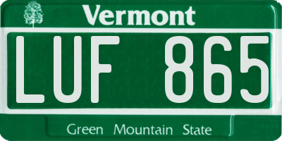 VT license plate LUF865