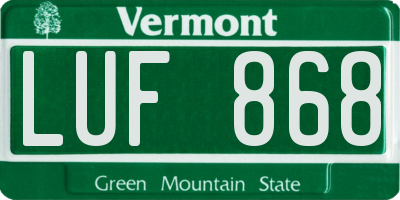 VT license plate LUF868