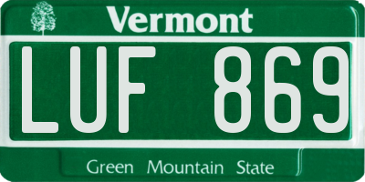 VT license plate LUF869