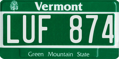 VT license plate LUF874