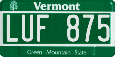 VT license plate LUF875