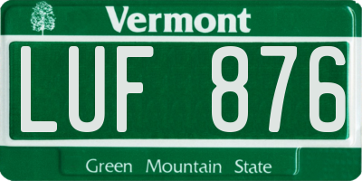 VT license plate LUF876
