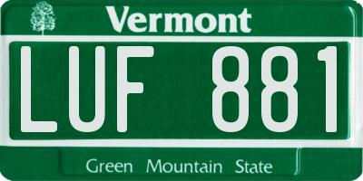 VT license plate LUF881