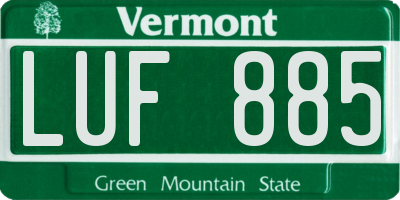 VT license plate LUF885