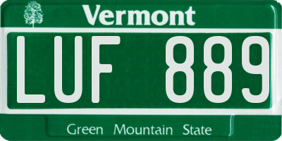 VT license plate LUF889