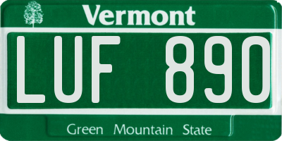 VT license plate LUF890