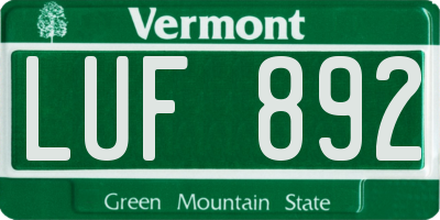 VT license plate LUF892