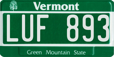 VT license plate LUF893