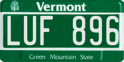 VT license plate LUF896