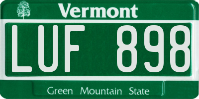 VT license plate LUF898
