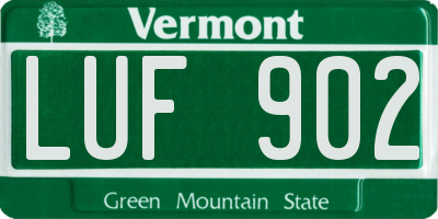 VT license plate LUF902