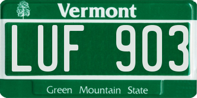 VT license plate LUF903