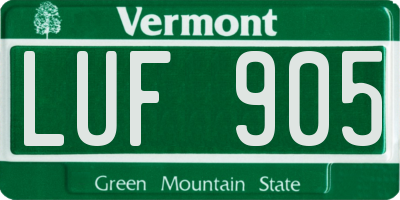 VT license plate LUF905