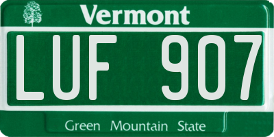 VT license plate LUF907