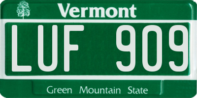 VT license plate LUF909