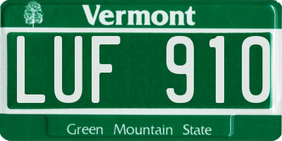 VT license plate LUF910