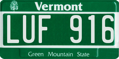 VT license plate LUF916