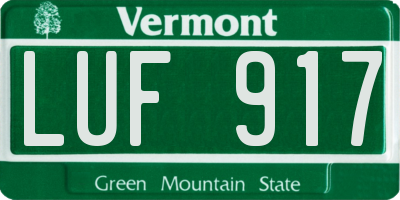 VT license plate LUF917