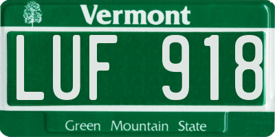 VT license plate LUF918