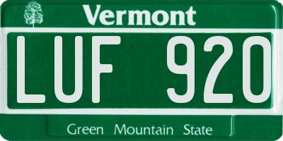 VT license plate LUF920