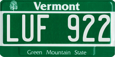 VT license plate LUF922