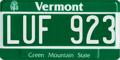 VT license plate LUF923