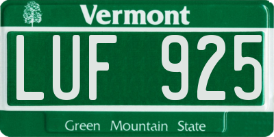 VT license plate LUF925