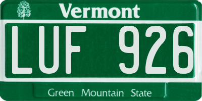 VT license plate LUF926