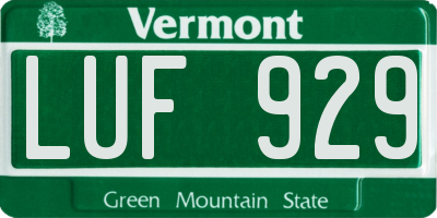 VT license plate LUF929