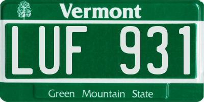 VT license plate LUF931