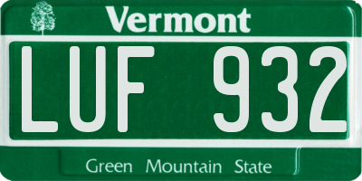 VT license plate LUF932
