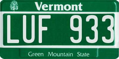 VT license plate LUF933