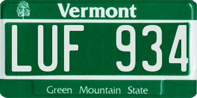 VT license plate LUF934