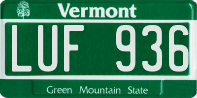 VT license plate LUF936