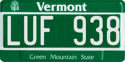 VT license plate LUF938