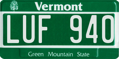VT license plate LUF940