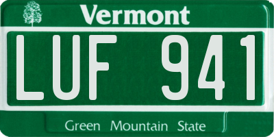 VT license plate LUF941